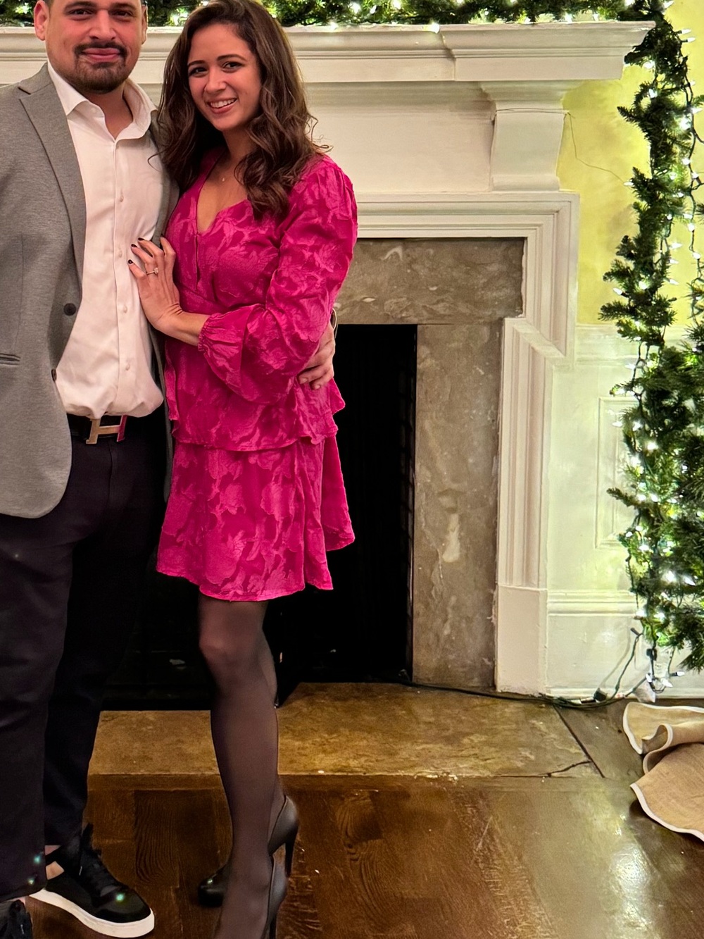 #1- $10 Pink Ruffle Long-Sleeve Holiday Dress -